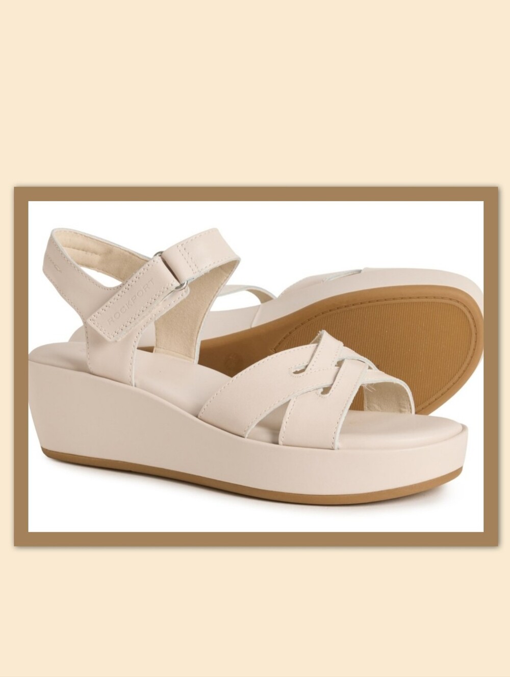 ROCKPORT AMIRA LEATHER WEDGE SANDALS